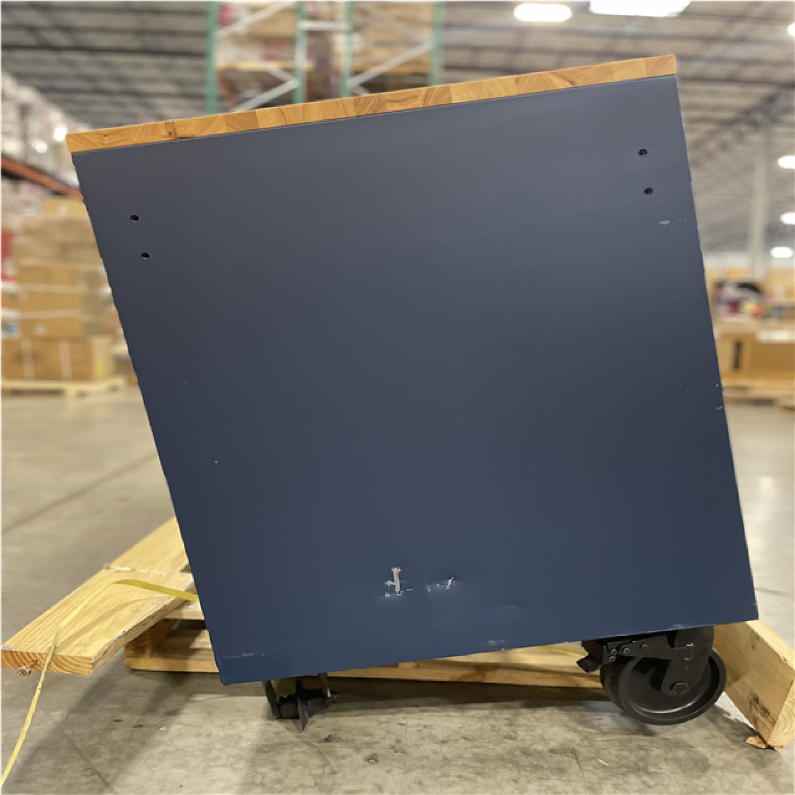 DALLAS LOCATION- AS-IS HUSKY 72 in. W x 24 in. D Heavy Duty 18-Drawer Adjustable Height Mobile Workbench (MATTE BLUE/WOODTOP)