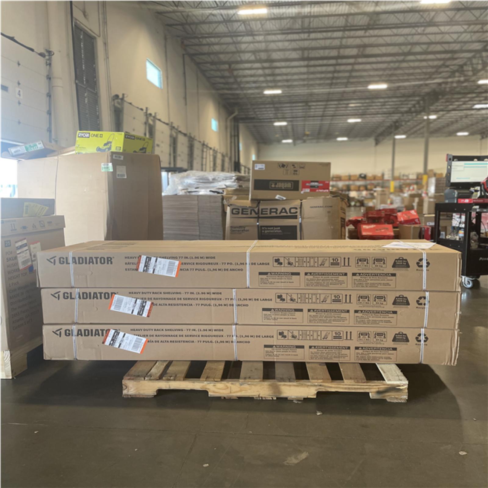 DALLAS LOCATION- GLADIATOR 4-Tier Industrial Duty Welded Steel Garage Storage Shelving Unit PALLET (3 UNITS)
