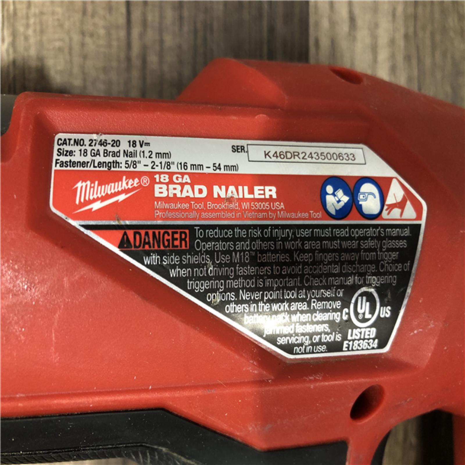 AS-IS Milwaukee FUEL 18-Volt Lithium-Ion Brushless Cordless Gen II 18-Gauge Brad Nailer (Tool-Only)