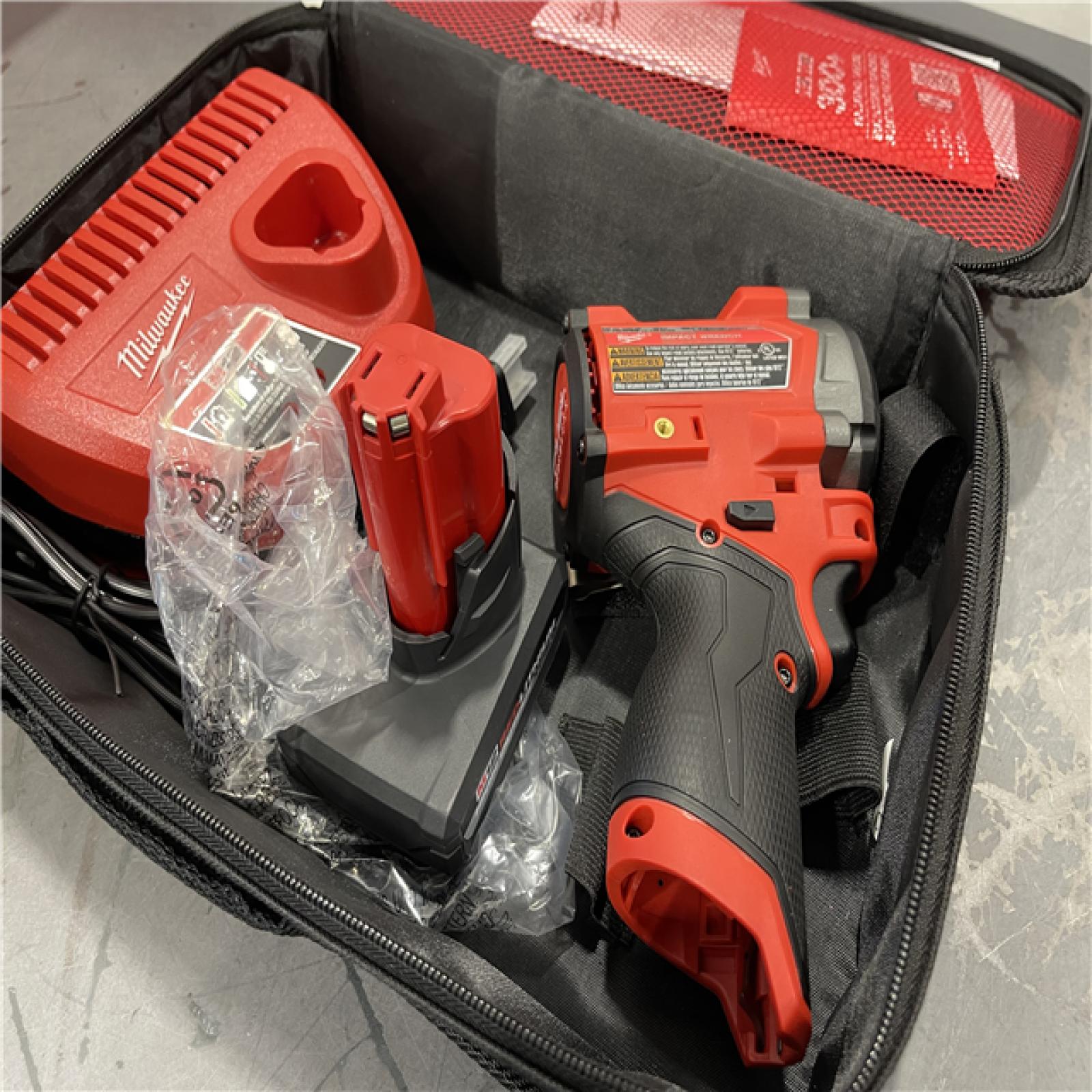 AS-IS - Milwaukee M12 FUEL 12V Li-Ion Brushless Cordless Stubby 3/8 in. Impact Wrench Kit