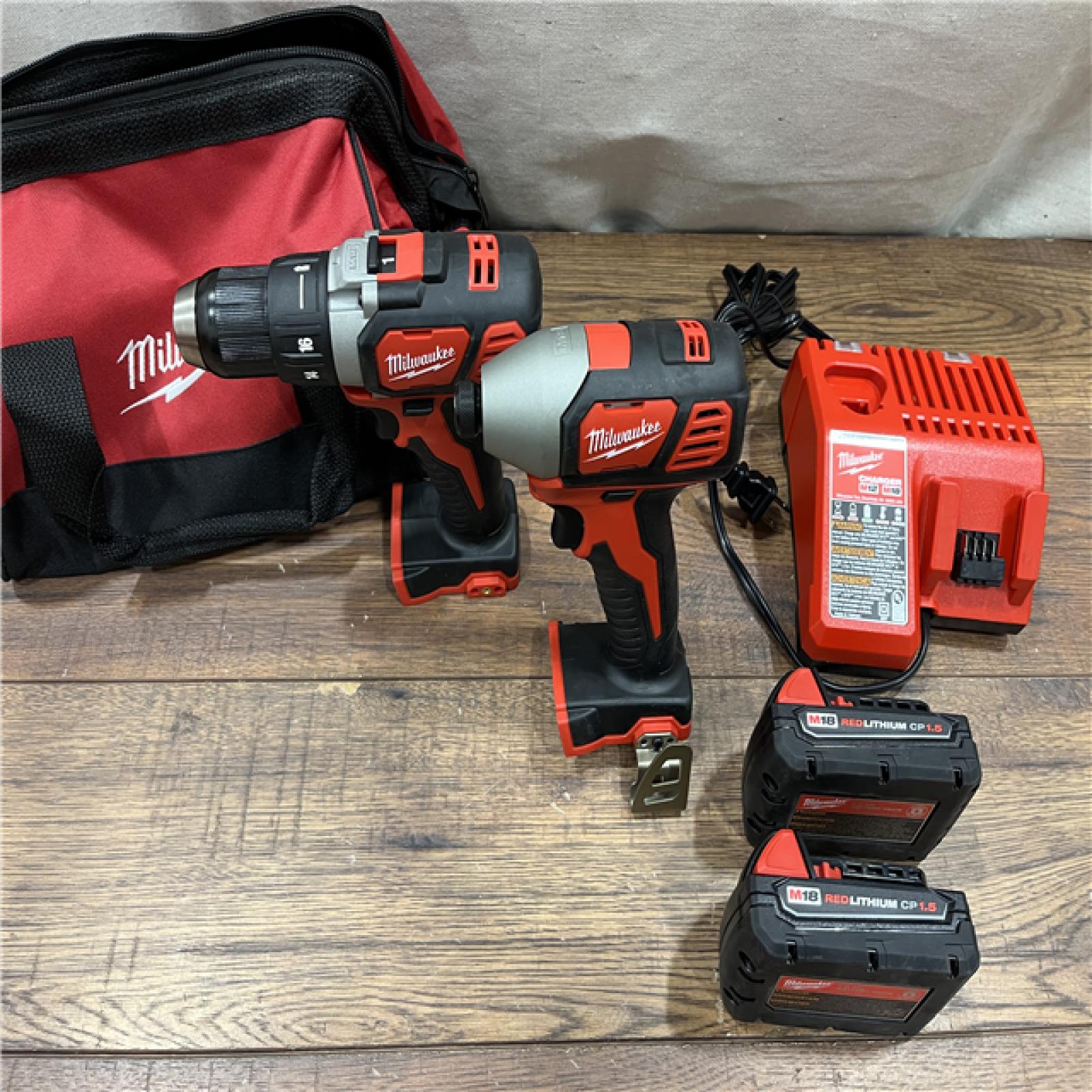AS-IS Milwaukee M18 18V Cordless Brushed 2 Tool Drill/Driver and Impact Driver Kit