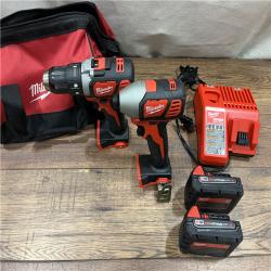 AS-IS Milwaukee M18 18V Cordless Brushed 2 Tool Drill/Driver and Impact Driver Kit
