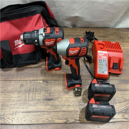 AS-IS Milwaukee M18 18V Cordless Brushed 2 Tool Drill/Driver and Impact Driver Kit