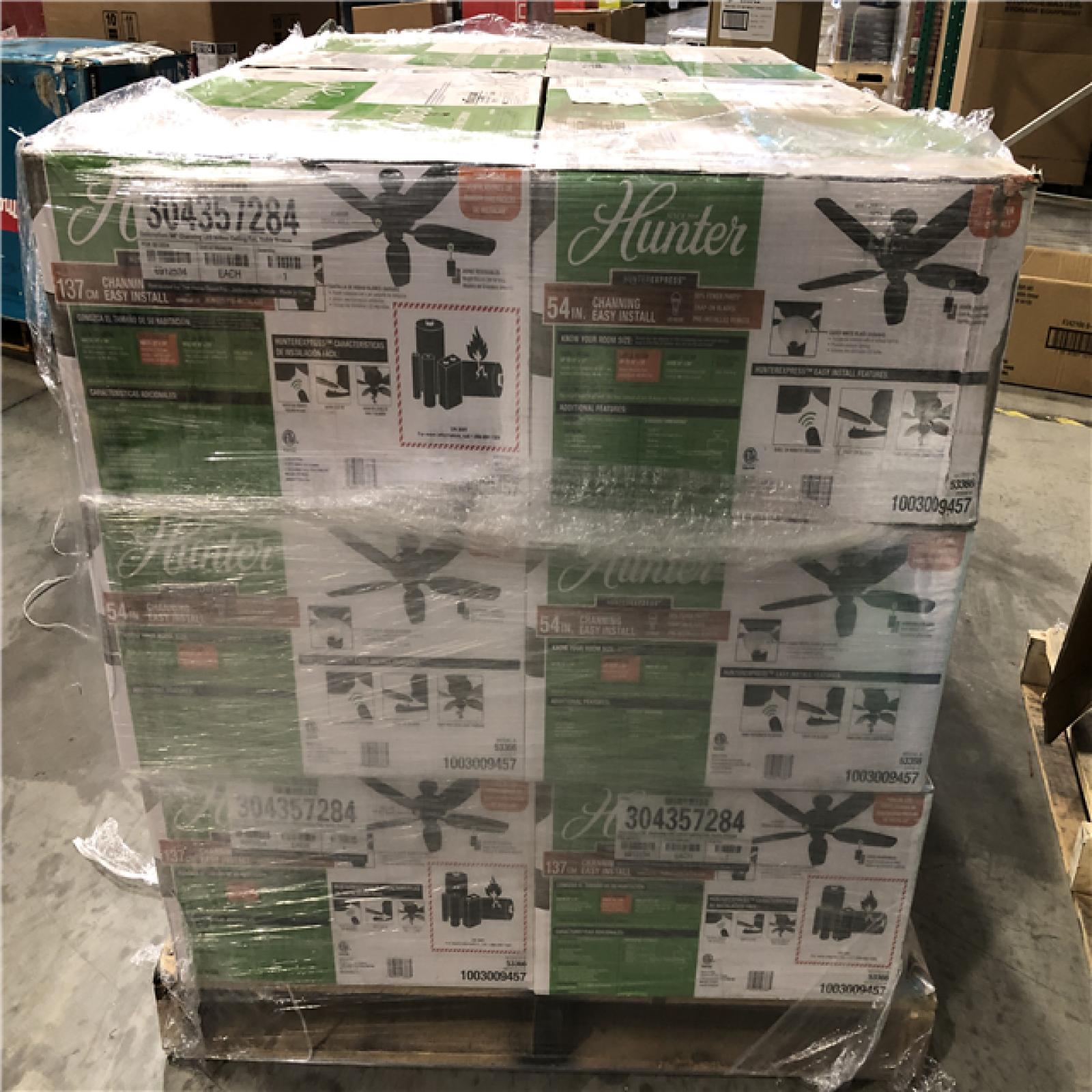 DALLAS LOCATION -NEW! Hunter Channing 54 in. Hunter Express Indoor Noble Bronze Ceiling Fan with Remote and Light Kit Included PALLET-(18 UNITS)