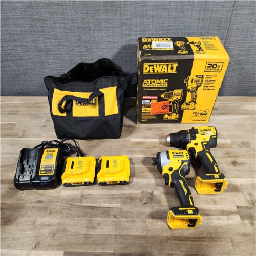 HOUSTON LOCATION - AS-IS Dewalt DCK225D2 20V MAX ATOMIC Brushless Compact Lithium-Ion 1/2 in. Cordless Drill Driver and 1/4 in. Impact Driver Combo Kit with 2 Batteries 2 Ah