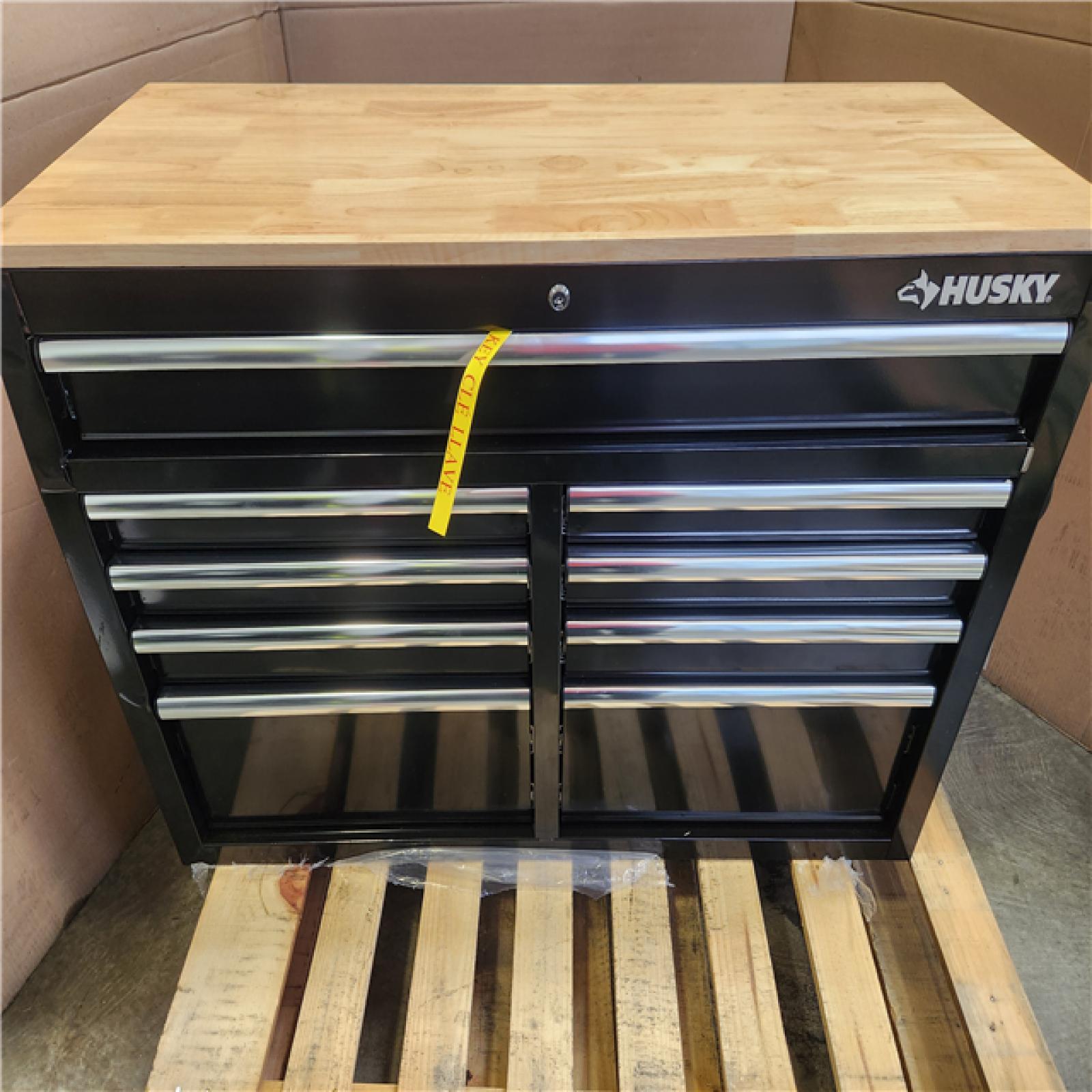 Phoenix Husky Tool Storage 46 in. W x 18 in. D 9-Drawer Mobile Workbench Cabinet in Gloss Black