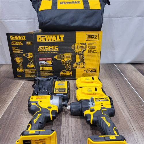 AS-IS Dewalt 20V MAX ATOMIC Brushless Compact Lithium-Ion 1/2 in. Cordless Drill Driver and 1/4 in. Impact Driver Combo Kit with 2 Batteries 2 Ah