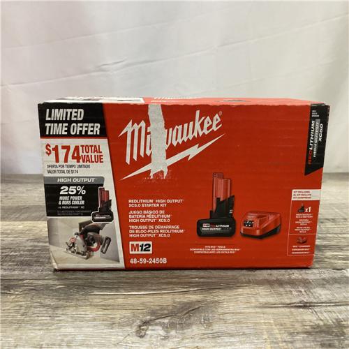 NEW - Milwaukee 12-Volt Lithium-Ion XC High Output 5.0 Ah Battery Pack with Charger Starter Kit
