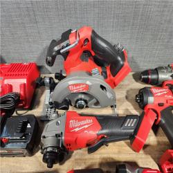 HOUSTON LOCATION - AS-IS (APPEARS LIKE NEW) Milwaukee M18 FUEL 18V Lithium-Ion Brushless Cordless Combo Kit with Two 5.0 Ah Batteries  1 Charger  2 Tool Bags (7-Tool)