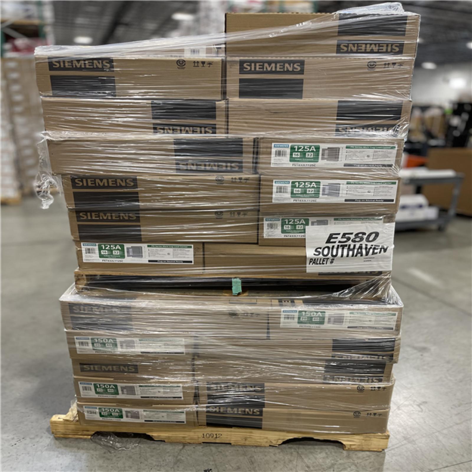DALLAS LOCATION- Siemens PN Series 125 Amp 16-Space 32-Circuit Main Lug Plug-On Neutral Load Center Indoor with Copper Bus PALLET-(45 UNITS)