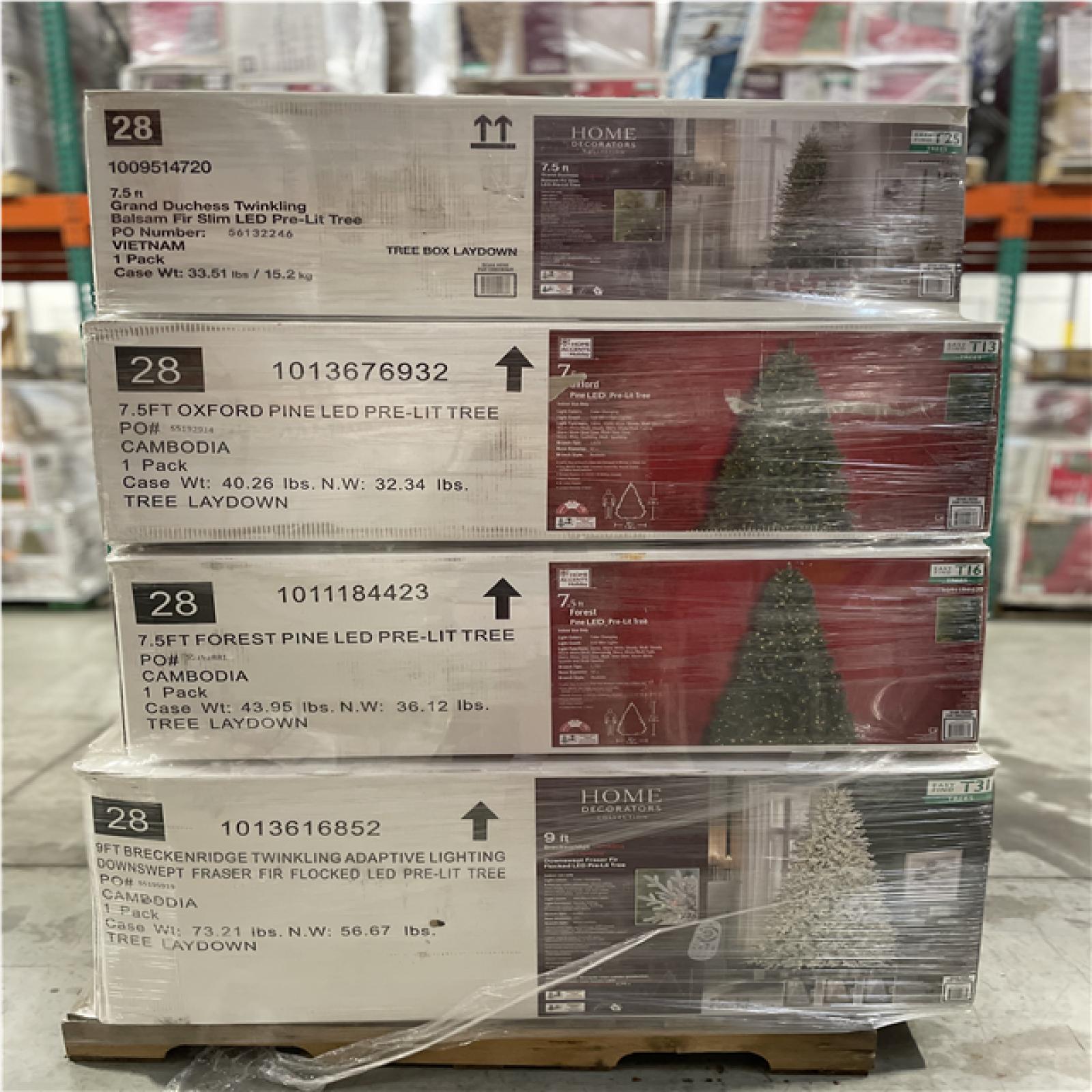 DALLAS LOCATION - AS-IS ASSORTED CHRISTMAS TRESS PALLET