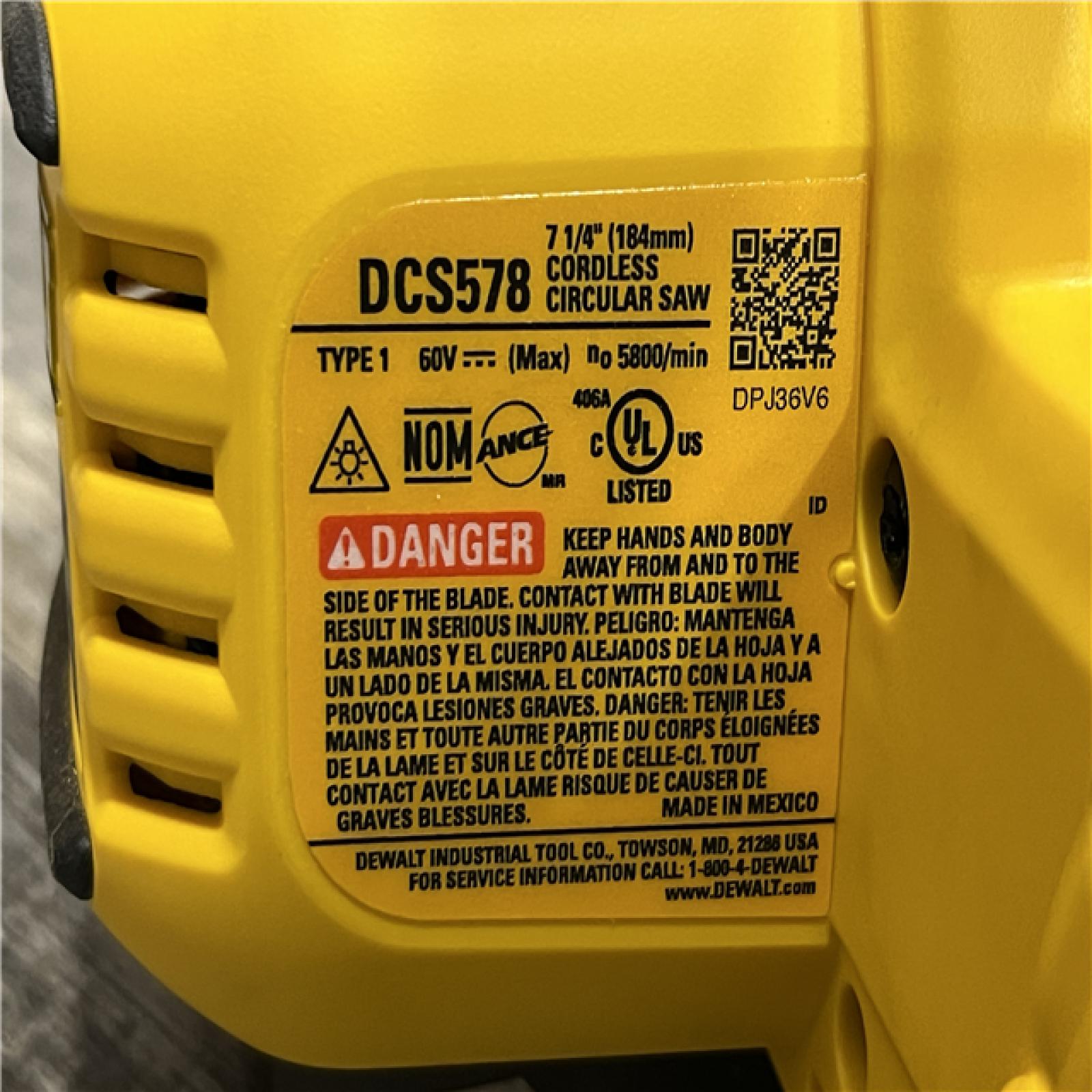 AS-IS DEWALT FLEXVOLT 60V MAX Cordless Brushless 7-1/4 in. Circular Saw with Brake (Tool Only)