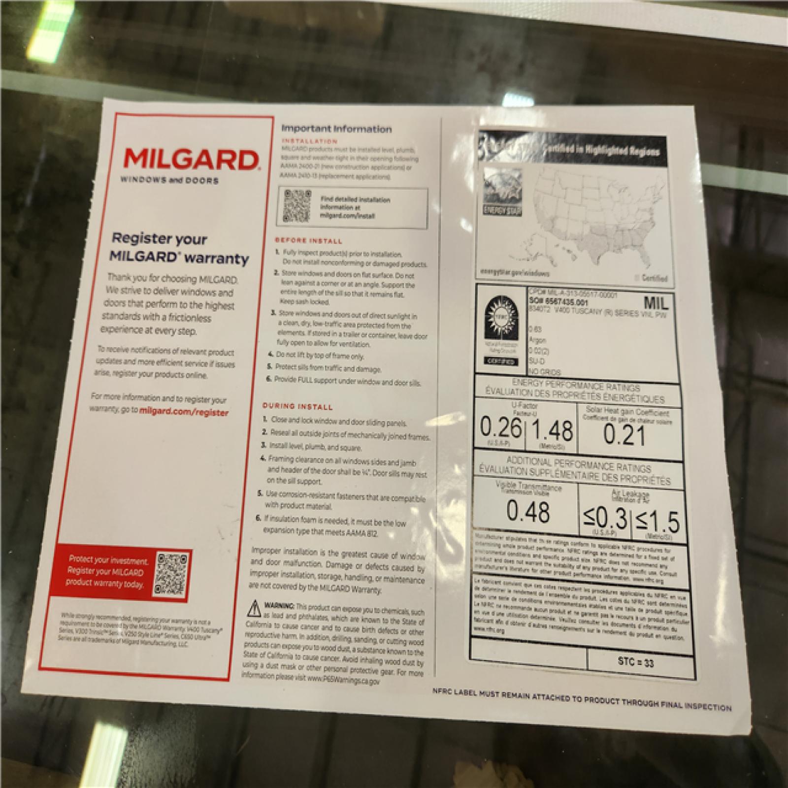 Phoenix LIKE NEW MILGARD Windows and Doors 6' x 6' Large Window