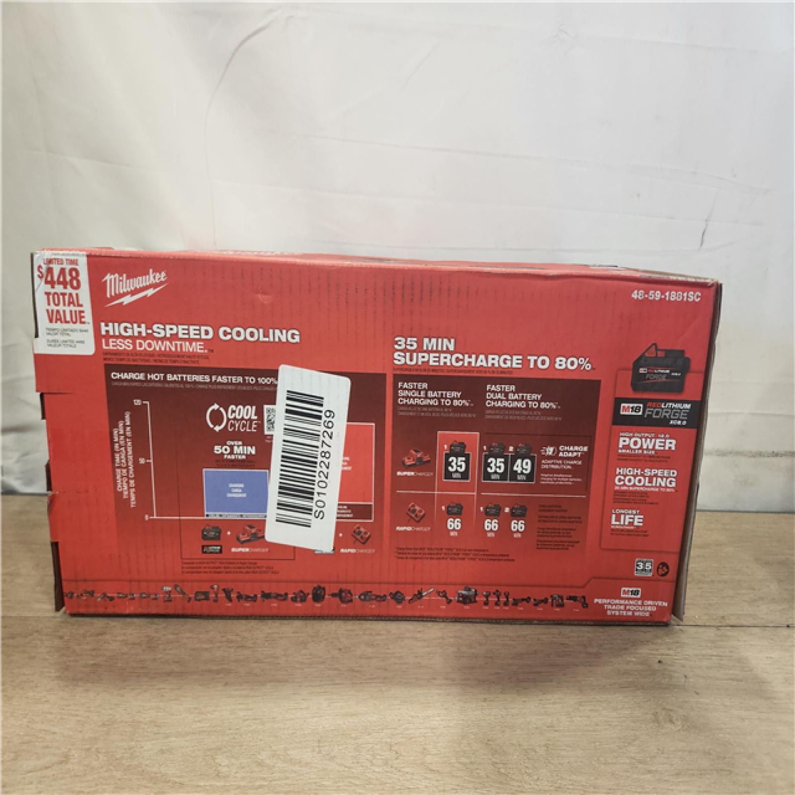 NEW- Milwaukee 18V Lithium-Ion REDLITHIUM FORGE 8.0 Ah Battery Pack with 18V Super Charger