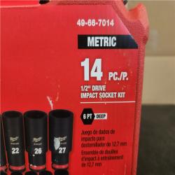 Phoenix NEW Milwaukee SHOCKWAVE 1/2 in. Drive Metric Deep Well 6 Point Impact Socket Set (14-Piece)