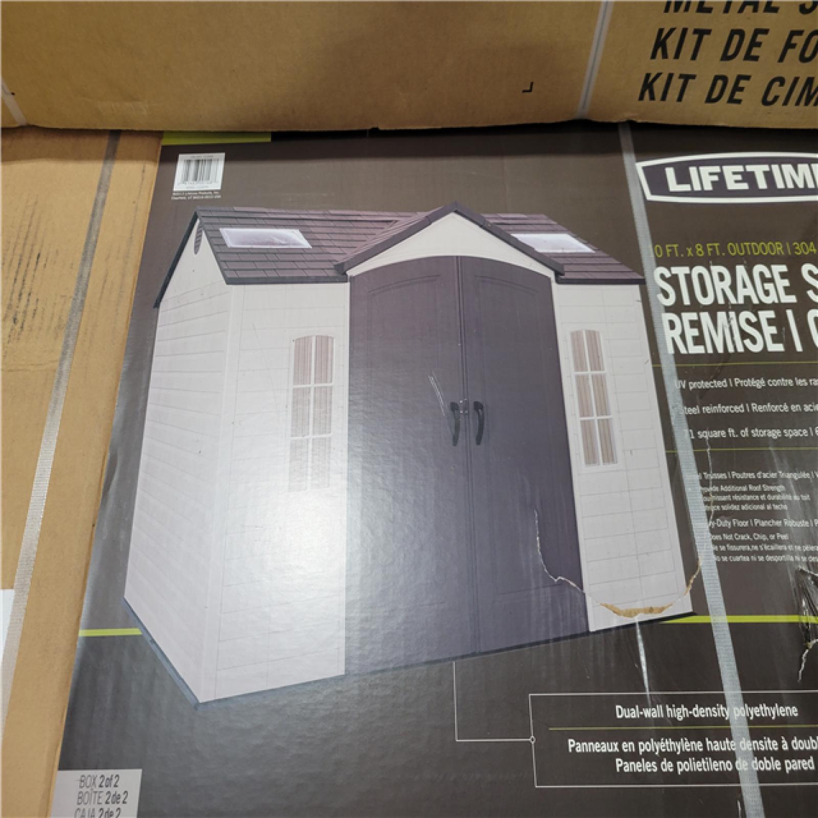 CALIFORNIA APPEARS NEW LIFETIME STORAGE SHED W/ METAL FOUNDATION KIT