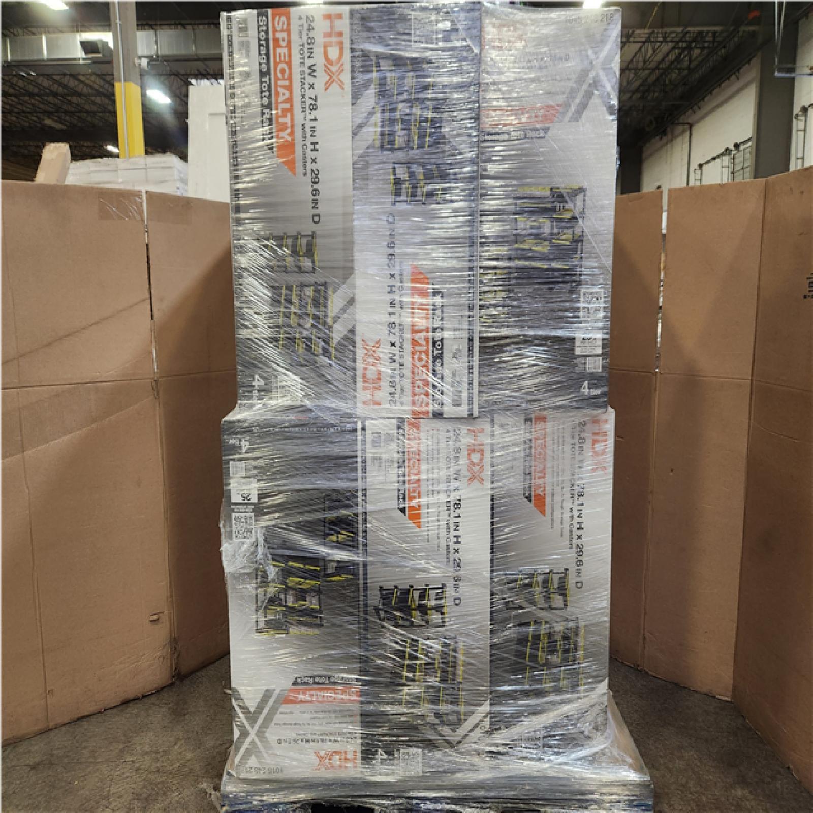 Phoenix NEW HDX 4-Tier Plastic Shelving Tote Stacker with Casters Pallet of 8