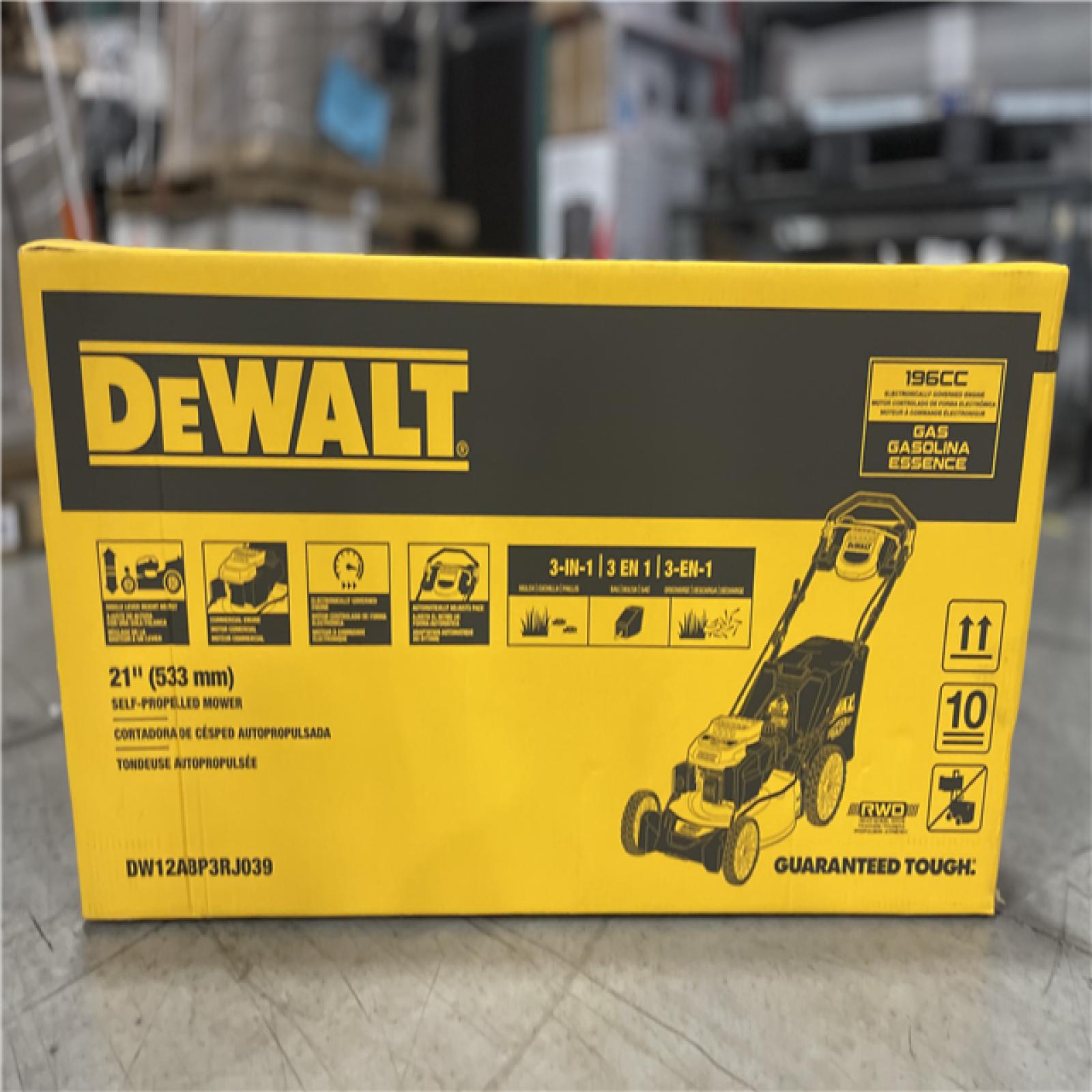 DALLAS LOCATION NEW! - DEWALT 21 in. 196cc E-GOV Engine 3-in-1 Gas RWD Self-Propelled Lawn Mower with High Rear Wheels