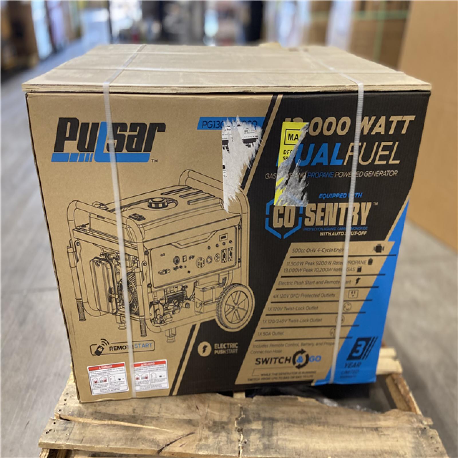 DALLAS LOCATION - Pulsar 13,000/10,000 -Watt Dual-Fuel Gasoline and Propane with Push to Start Portable