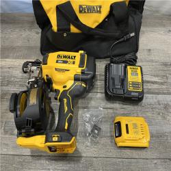 AS-IS DEWALT 20V MAX Lithium-Ion 15-Degree Electric Cordless Roofing Nailer Kit