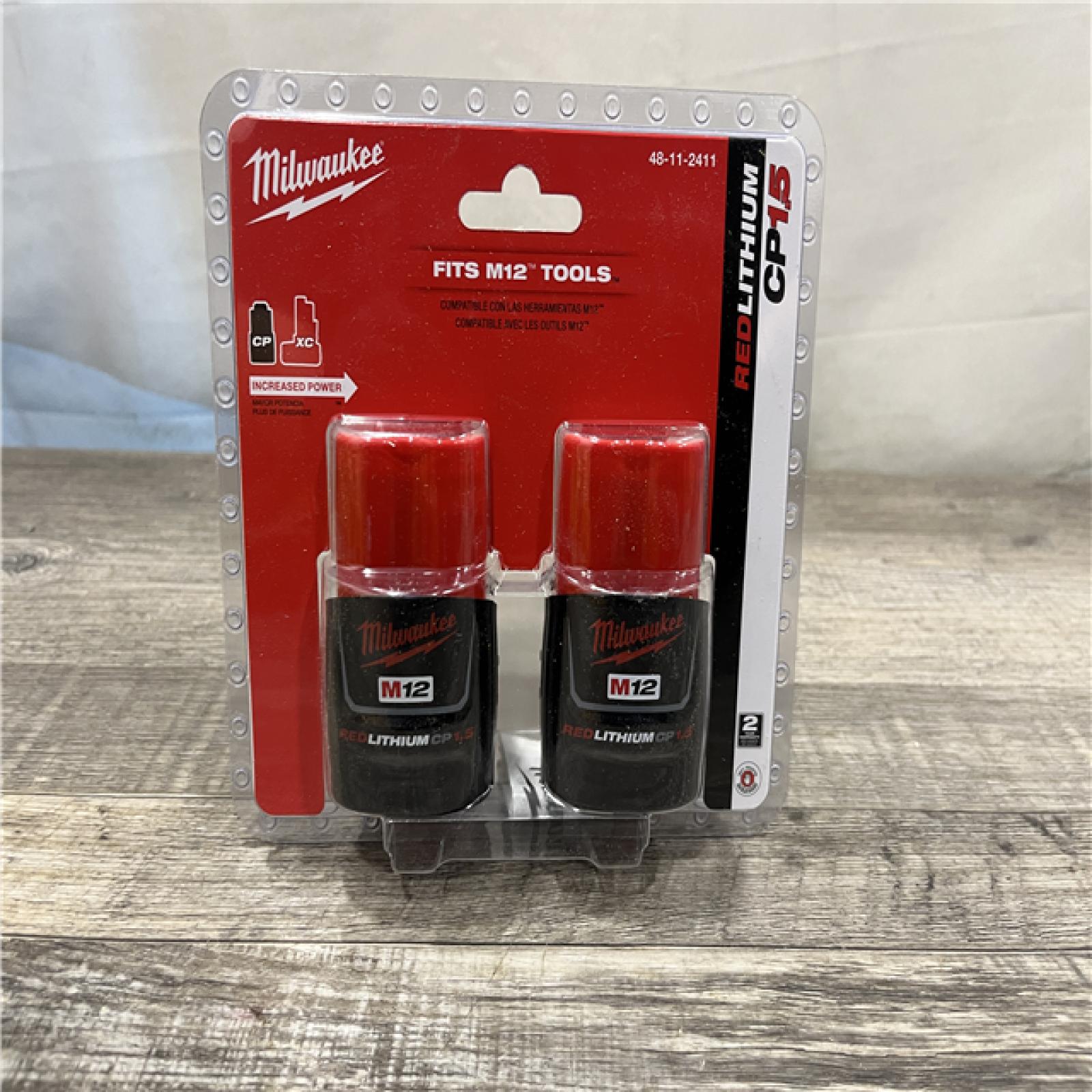 NEW - Milwaukee 12-Volt 1.5 Ah Lithium-Ion Compact Battery Pack (2-Pack)