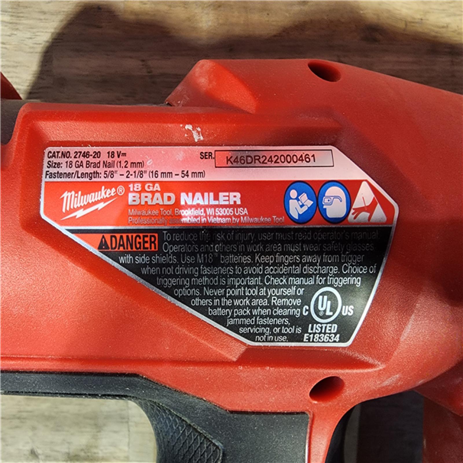 HOUSTON LOCATION - AS-IS Milwaukee M18 Fuel 18V Brushless 18-Gauge Brad Nailer 2746-20 (Bare Tool)