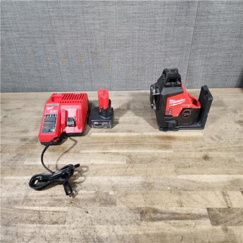 HOUSTON LOCATION - AS-IS Milwaukee-3632-21 M12 Green Beam Laser 360° 3-Plane Kit