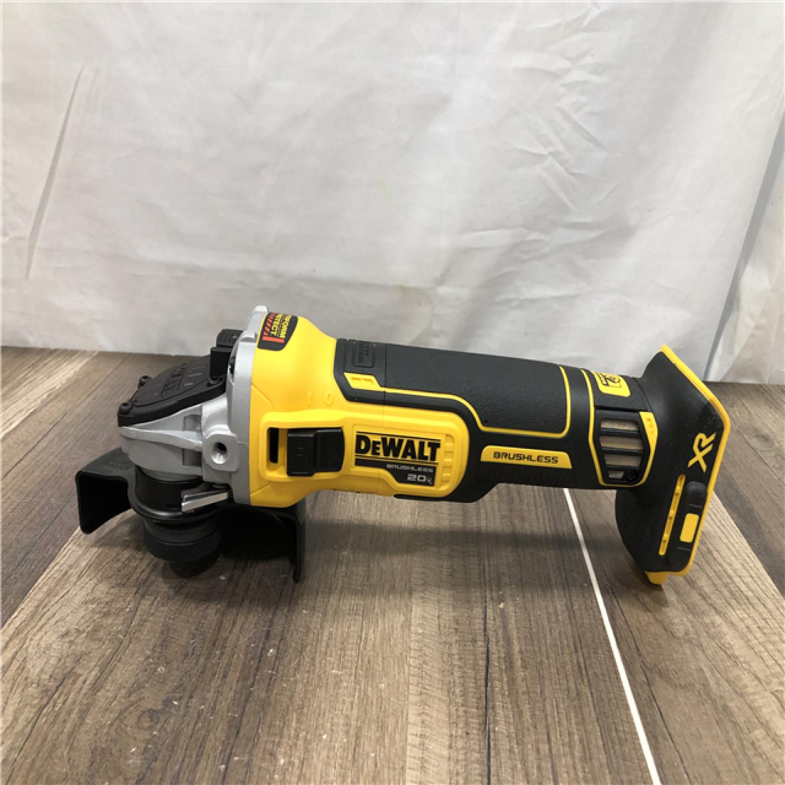 AS-IS DEWALT 20V MAX XR Cordless Brushless 4.5 in. Slide Switch Small Angle Grinder with Kickback Brake (Tool Only)