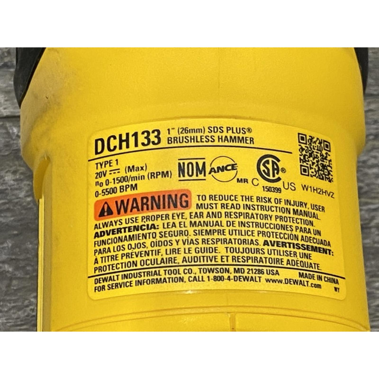 AS-IS DEWALT 20V MAX Cordless Brushless 1 in. SDS Plus D-Handle Concrete and Masonry Rotary Hammer (Tool Only)