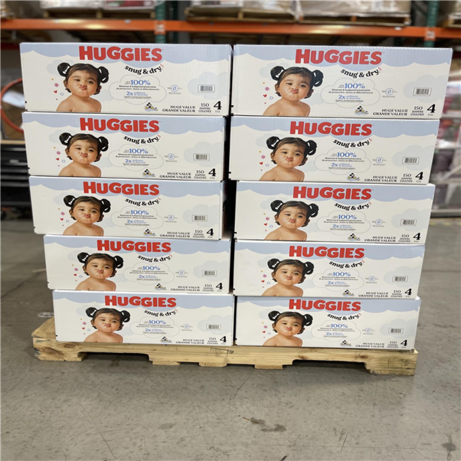 DALLAS LOCATION- HUGGIES SNUG & DRY SIZE 4 DIAPERS 150 count- PALLET (30 Units)