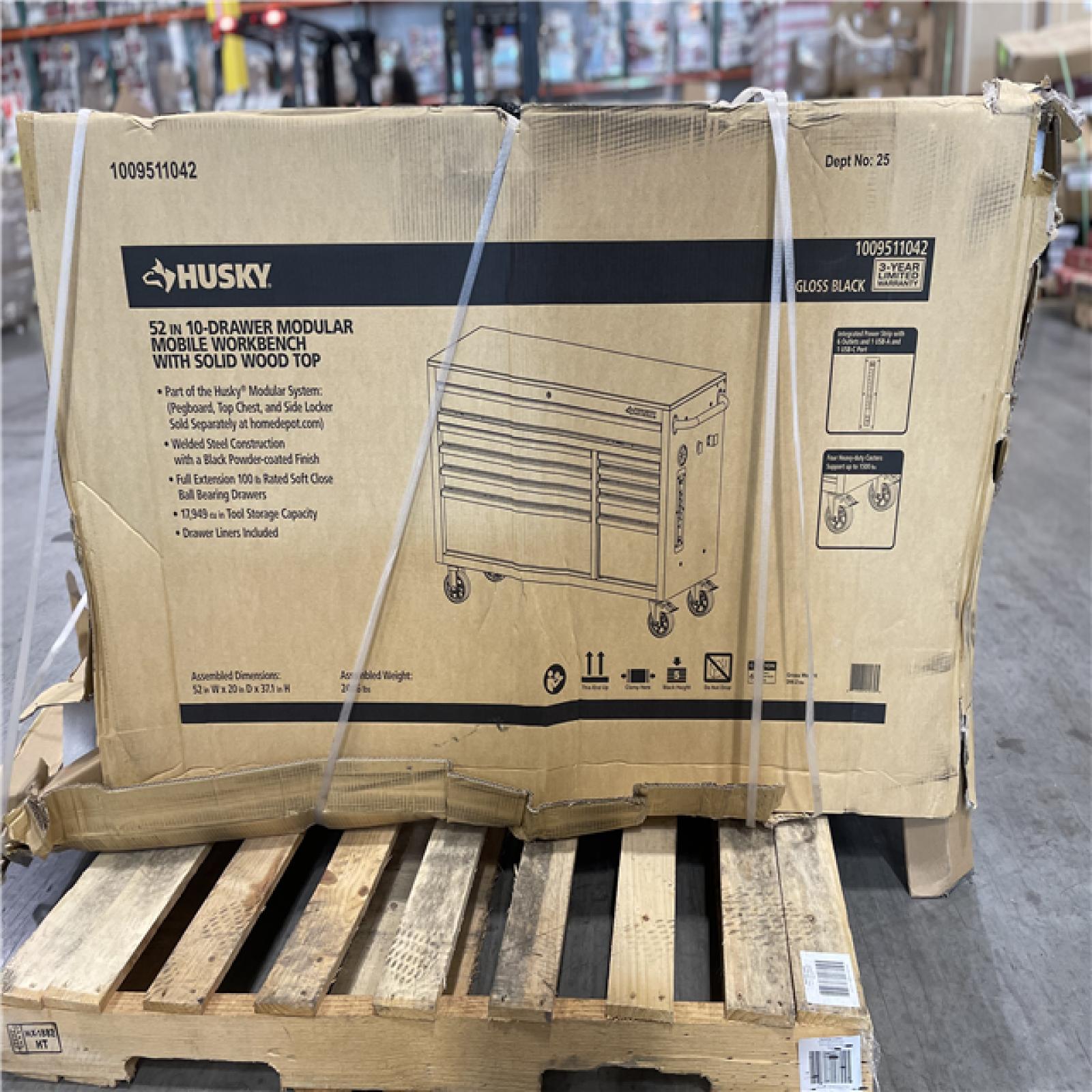DALLAS LOCATION- AS-IS HUSKY 52 in. W x 20 in. D Standard Duty Black Mobile Workbench