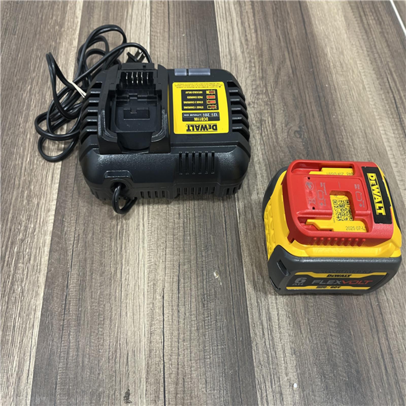 AS-IS DEWALT FLEXVOLT 20V/60V MAX Lithium-Ion 6.0Ah Battery Pack with 6 Amp Output Charger