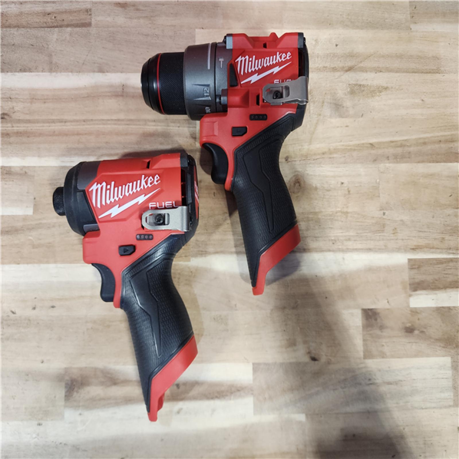 HOUSTON LOCATION - AS-IS Milwaukee FUEL 12-Volt Lithium-Ion Brushless Cordless Hammer Drill and Impact Driver Combo Kit