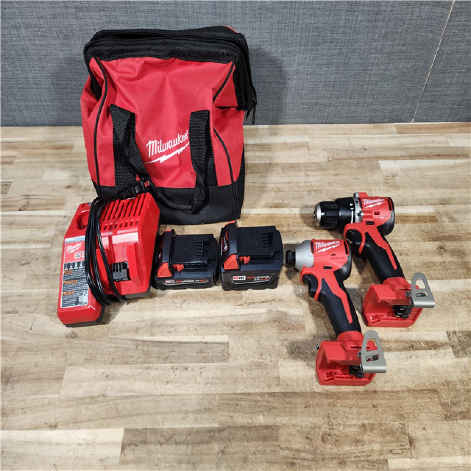 HOUSTON LOCATION - AS - IS Milwaukee 18-Volt Lithium-Ion Brushless Cordless Compact Hammer Drill/Impact Combo Kit