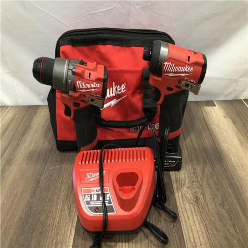 AS-IS Milwaukee FUEL 12-Volt Lithium-Ion Brushless Cordless Hammer Drill and Impact Driver Combo Kit