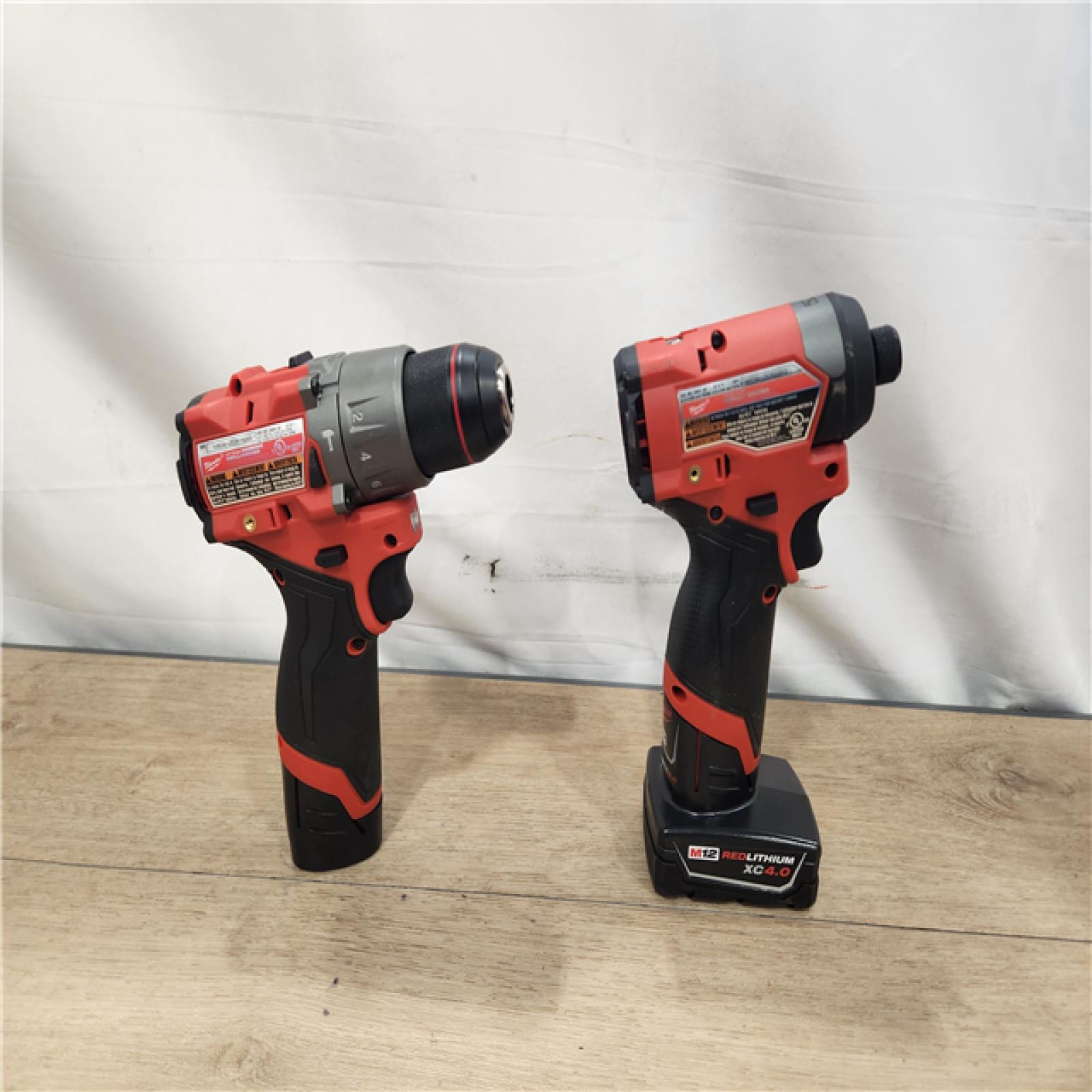 AS-IS- Milwaukee FUEL 12-Volt Lithium-Ion Brushless Cordless Hammer Drill and Impact Driver Combo Kit