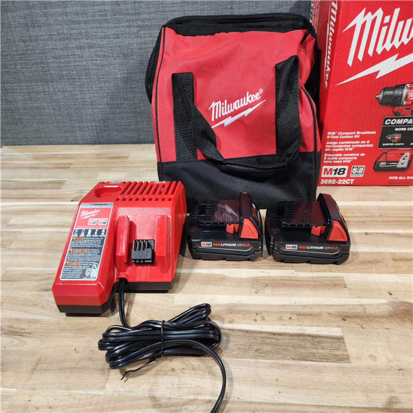 HOUSTON LOCATION - AS-IS Milwaukee 18V Lithium-Ion Brushless Cordless Compact Drill/Impact Combo Kit