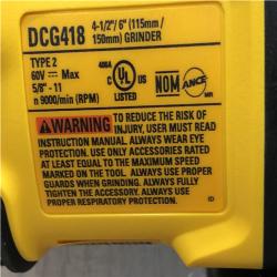 AS-IS DEWALT FLEXVOLT 60V MAX Cordless Brushless 4.5 in. to 6 in. Small Angle Grinder with Kickback Brake (Tool Only)