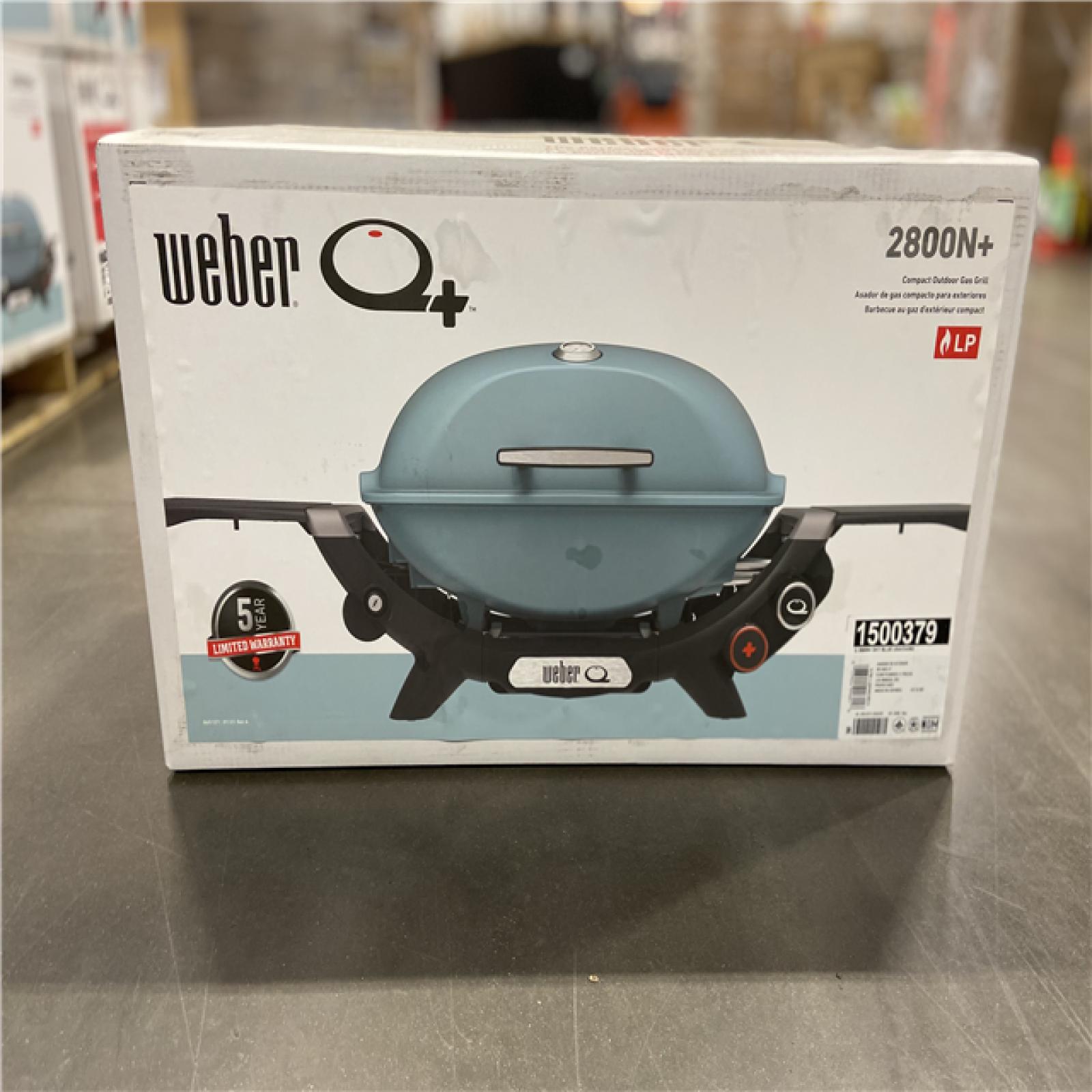 NEW! - Weber Q 2800N+ Portable Liquid Propane Gas Grill in Sky Blue
