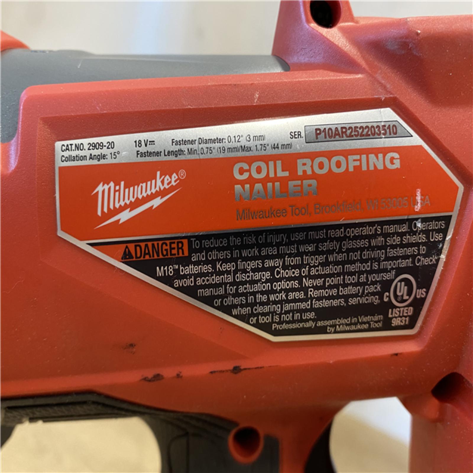 AS-IS Milwaukee FUEL 18-Volt Lithium-Ion Brushless Cordless Coil Roofing Nailer (Tool Only)