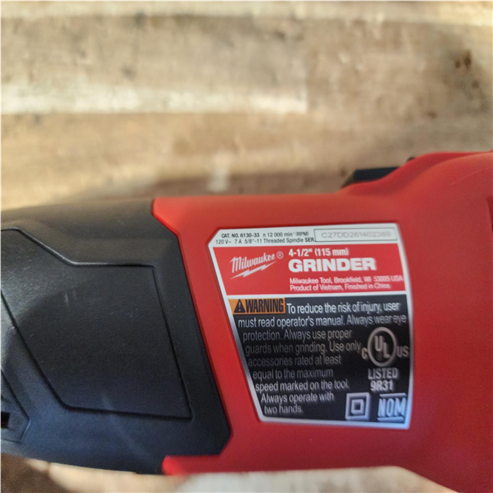 Houston Location AS-IS Milwaukee 7 Amp Corded 4-1/2 in. Small Angle Grinder with Sliding Lock-On Switch