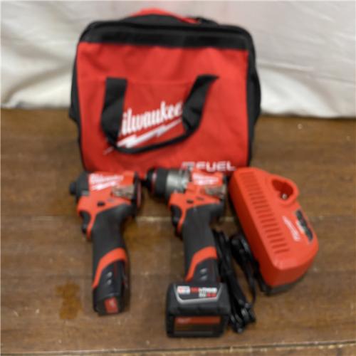 AS-IS Milwaukee 3497-22 12V Brushless Hammer Drill and Impact Driver Combo Kit