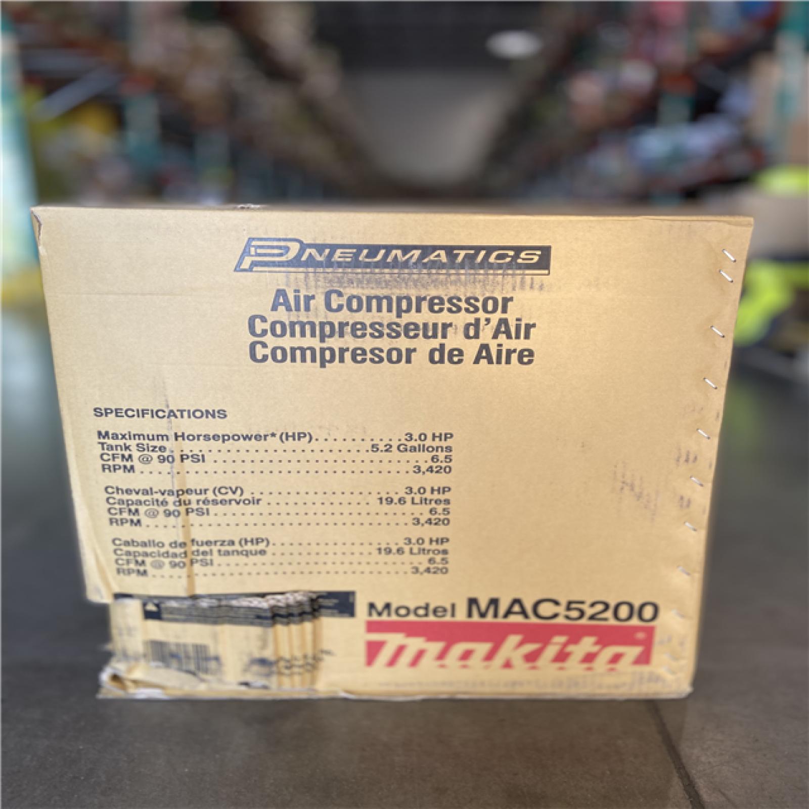 DALLAS LOCATION - Makita Big Bore 5.2 Gal. 140 PSI 3.0 HP Portable Corded Electric Horizontal Single Tank Air Compressor (6.5 CFM at 90 PSI)
