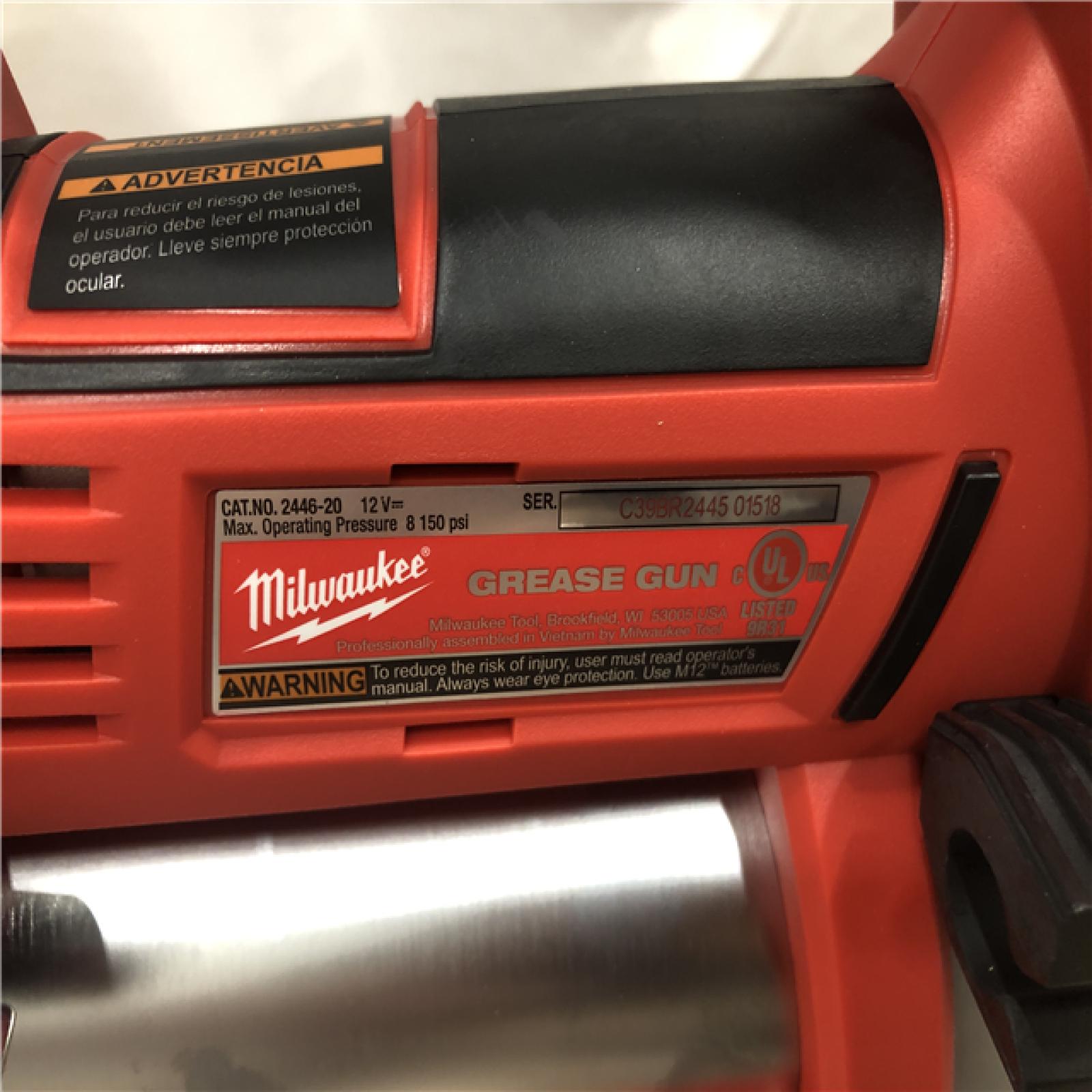 AS-IS Milwaukee 12V Lithium-Ion Cordless Grease Gun (Tool-Only)