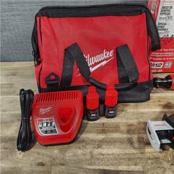 HOUSTON LOCATION - AS-IS (APPEARS LIKE NEW) MILWAUKEE M12 12V Lithium-Ion Cordless Combo Kit (5-Tool) with Two 1.5Ah Batteries, Charger & Tool Bag