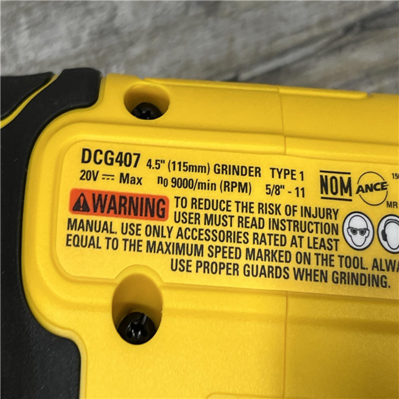 AS-IS DEWALT 20-Volt MAX Cordless Brushless 4-1/2 in. Angle Grinder with Slide Switch (Tool Only)