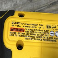 AS-IS DEWALT 20-Volt MAX Cordless Brushless 4-1/2 in. Angle Grinder with Slide Switch (Tool Only)