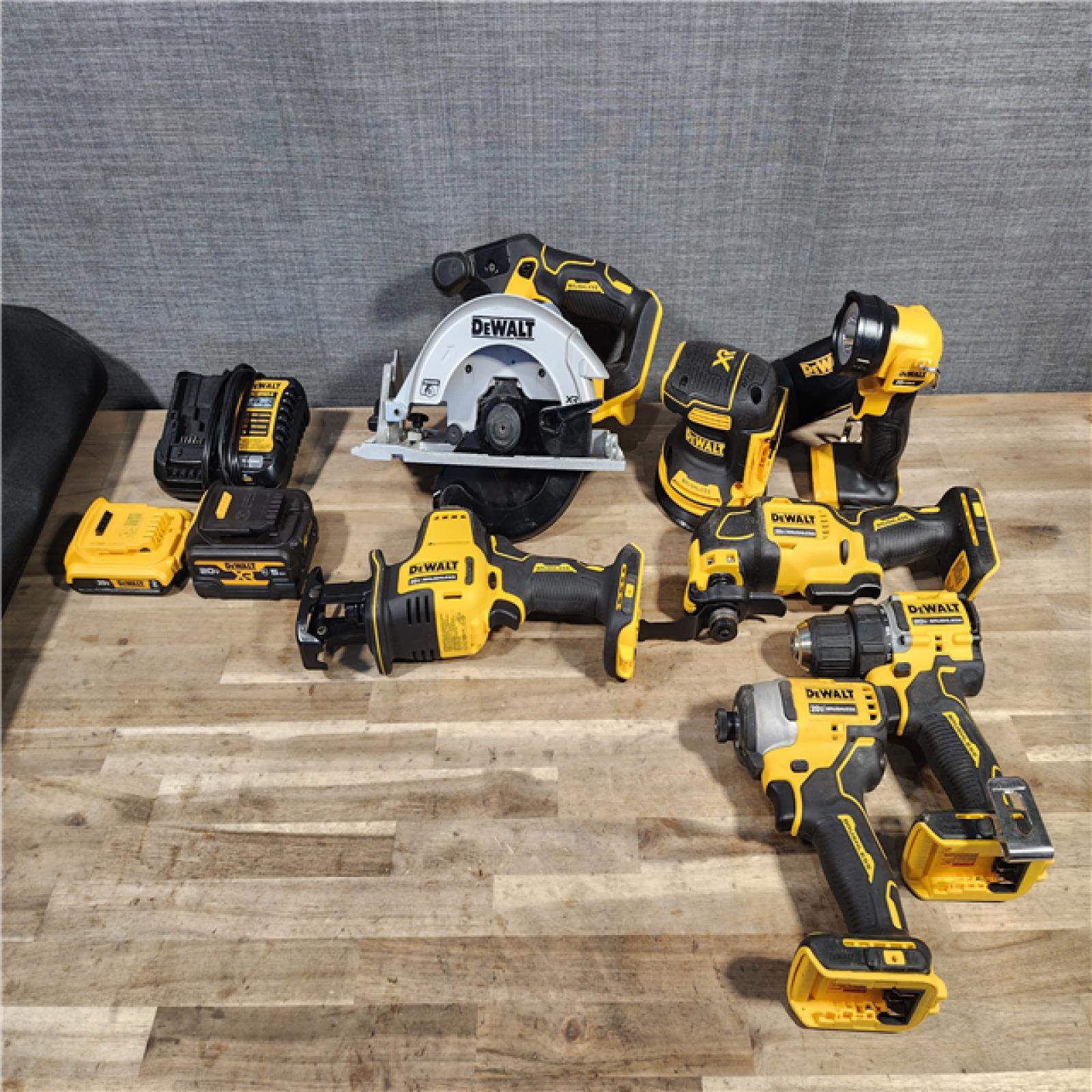 HOUSTON LOCATION - AS-IS DEWALT 20-Volt MAX Lithium-Ion Cordless 7-Tool Combo Kit with 2.0 Ah Battery, 5.0 Ah Battery and Charger