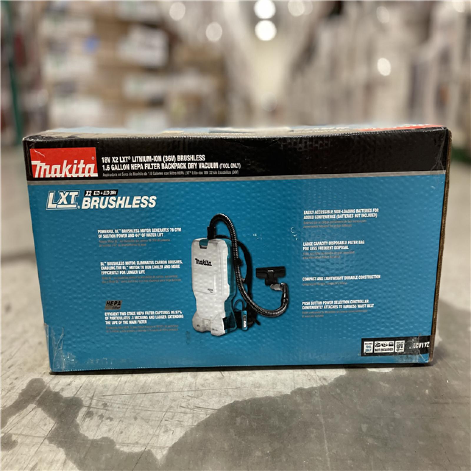 NEW! - Makita 18V X2 LXT Lithium-Ion (36V) Brushless Cordless 1.6 Gal. HEPA Filter Backpack Dry Vacuum (Tool-Only)