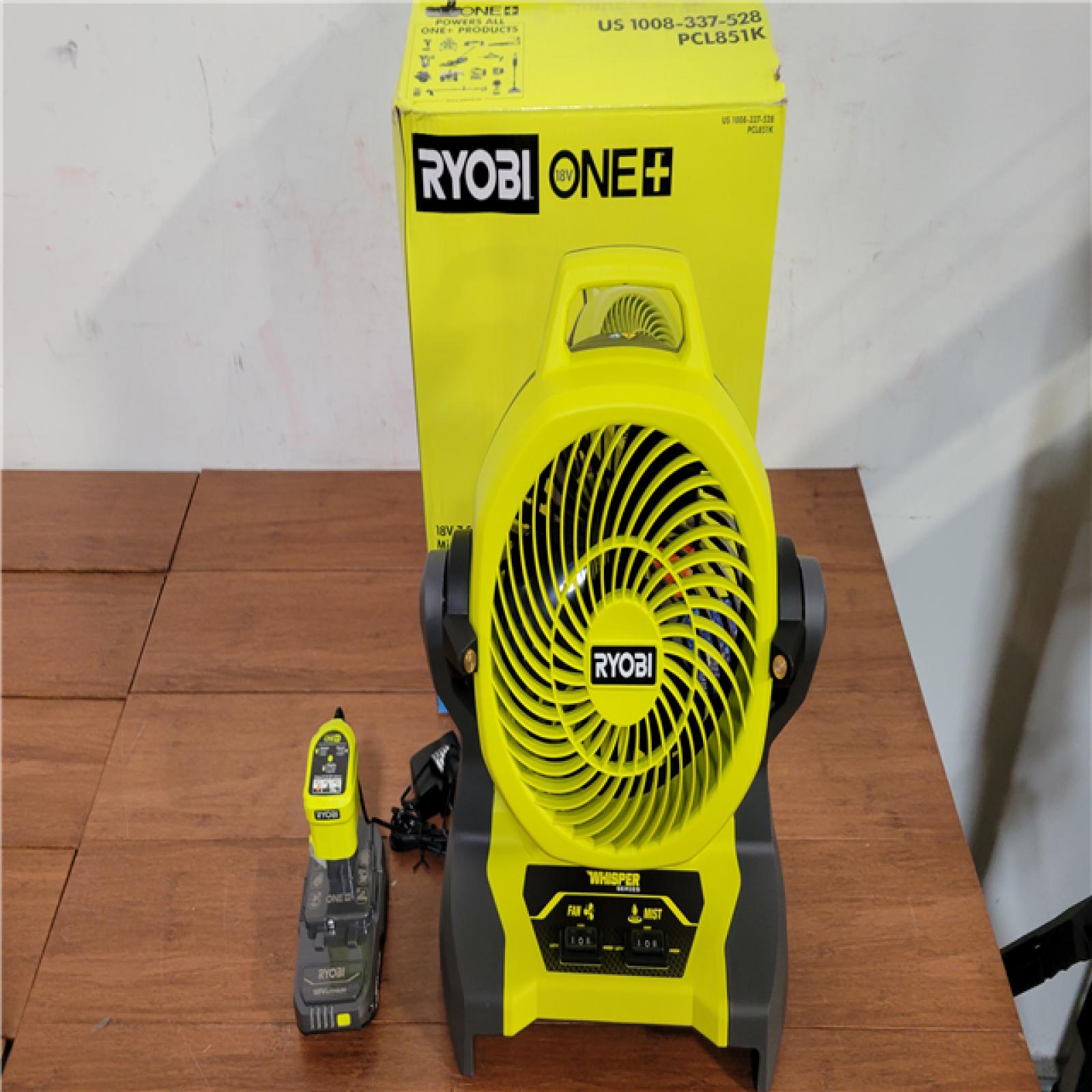 California NEW Ryobi One+ 18V 7.5 Bucket Top Misting Fan Kit  Includes (1) Battery & Charger